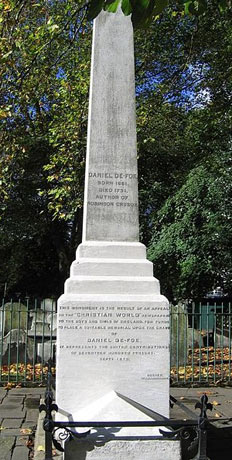 Daniel Defoe’s monument, photo by Mark Barker. License: CC BY-SA 3.0